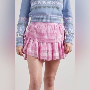 LoveShackFancy Ruffle Mini Skirt in Hand Dyed Begonia